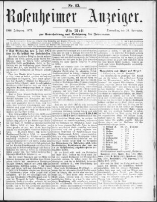 Rosenheimer Anzeiger Donnerstag 28. November 1872