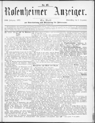 Rosenheimer Anzeiger Donnerstag 5. Dezember 1872