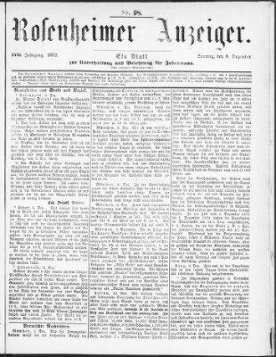 Rosenheimer Anzeiger Sonntag 8. Dezember 1872