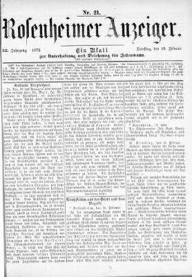 Rosenheimer Anzeiger Dienstag 18. Februar 1873