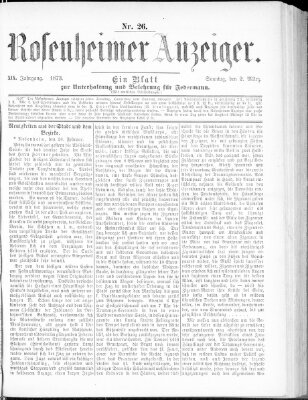 Rosenheimer Anzeiger Sonntag 2. März 1873