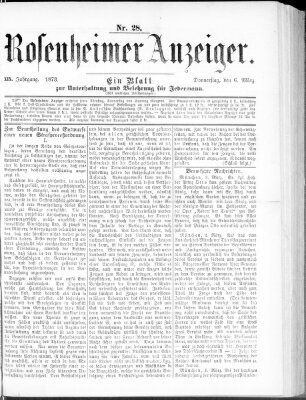 Rosenheimer Anzeiger Donnerstag 6. März 1873