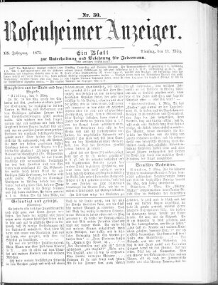 Rosenheimer Anzeiger Dienstag 11. März 1873