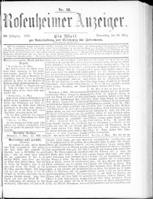 Rosenheimer Anzeiger Donnerstag 13. März 1873