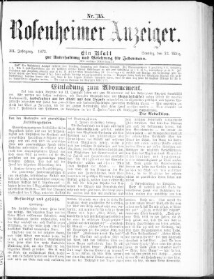 Rosenheimer Anzeiger Sonntag 23. März 1873