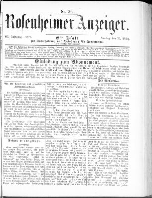 Rosenheimer Anzeiger Dienstag 25. März 1873