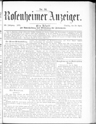 Rosenheimer Anzeiger Dienstag 29. April 1873