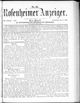 Rosenheimer Anzeiger Donnerstag 8. Mai 1873