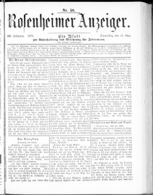 Rosenheimer Anzeiger Donnerstag 15. Mai 1873