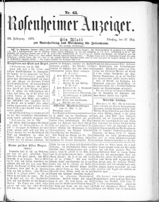 Rosenheimer Anzeiger Dienstag 27. Mai 1873