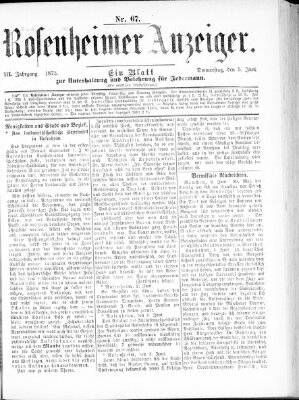 Rosenheimer Anzeiger Donnerstag 5. Juni 1873