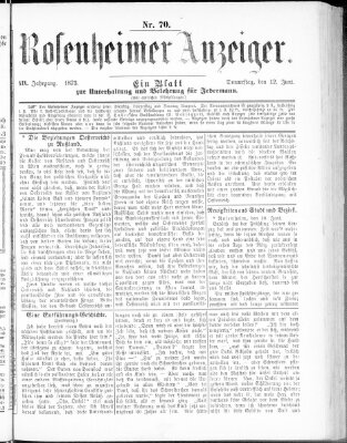 Rosenheimer Anzeiger Donnerstag 12. Juni 1873