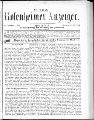 Rosenheimer Anzeiger Sonntag 15. Juni 1873