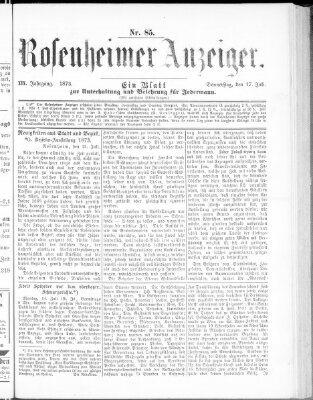 Rosenheimer Anzeiger Donnerstag 17. Juli 1873