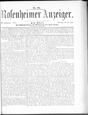 Rosenheimer Anzeiger Sonntag 20. Juli 1873