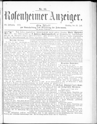 Rosenheimer Anzeiger Dienstag 22. Juli 1873