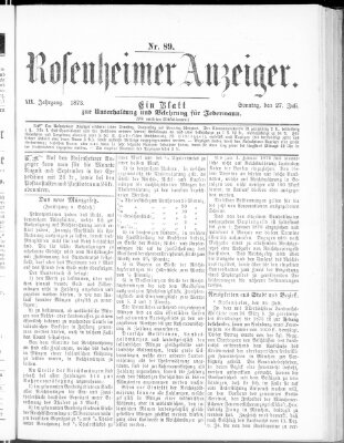 Rosenheimer Anzeiger Sonntag 27. Juli 1873