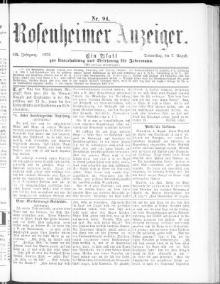 Rosenheimer Anzeiger Donnerstag 7. August 1873