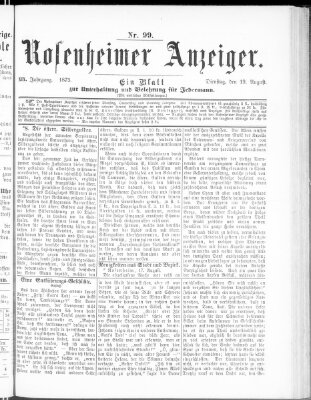 Rosenheimer Anzeiger Dienstag 19. August 1873