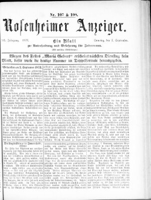 Rosenheimer Anzeiger Sonntag 7. September 1873