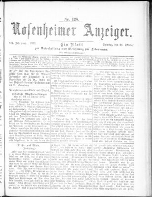 Rosenheimer Anzeiger Sonntag 26. Oktober 1873