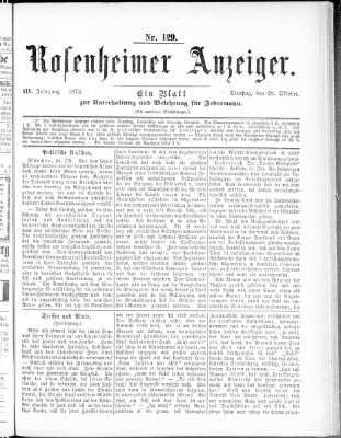 Rosenheimer Anzeiger Dienstag 28. Oktober 1873