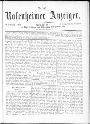 Rosenheimer Anzeiger Sonntag 30. November 1873