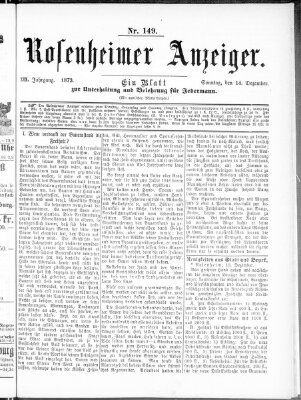 Rosenheimer Anzeiger Sonntag 14. Dezember 1873