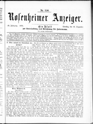 Rosenheimer Anzeiger Dienstag 16. Dezember 1873