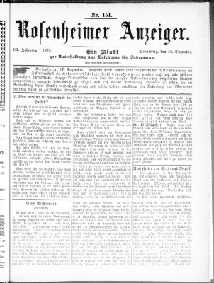 Rosenheimer Anzeiger Donnerstag 18. Dezember 1873