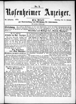 Rosenheimer Anzeiger Sonntag 11. Januar 1874