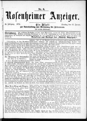 Rosenheimer Anzeiger Dienstag 13. Januar 1874