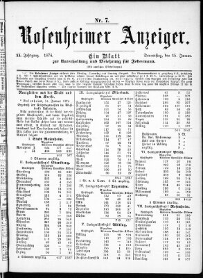 Rosenheimer Anzeiger Donnerstag 15. Januar 1874