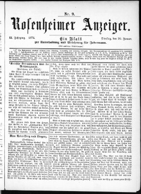 Rosenheimer Anzeiger Dienstag 20. Januar 1874