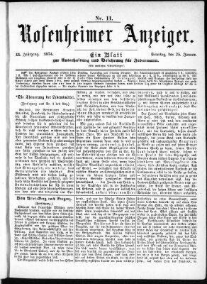 Rosenheimer Anzeiger Sonntag 25. Januar 1874