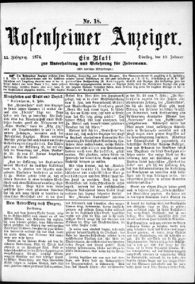 Rosenheimer Anzeiger Dienstag 10. Februar 1874