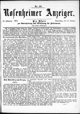 Rosenheimer Anzeiger Donnerstag 12. Februar 1874