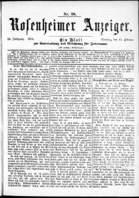 Rosenheimer Anzeiger Sonntag 15. Februar 1874