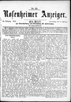Rosenheimer Anzeiger Donnerstag 19. Februar 1874