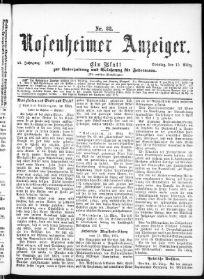 Rosenheimer Anzeiger Sonntag 15. März 1874