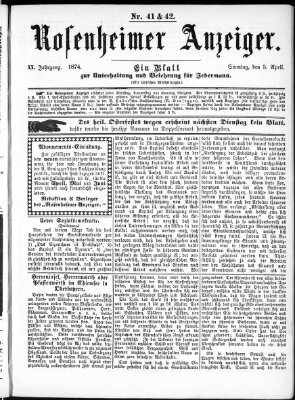 Rosenheimer Anzeiger Sonntag 5. April 1874