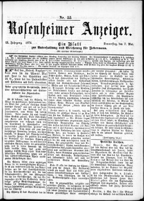 Rosenheimer Anzeiger Donnerstag 7. Mai 1874