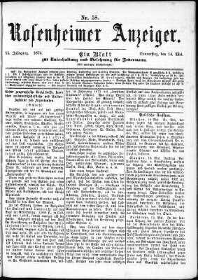 Rosenheimer Anzeiger Donnerstag 14. Mai 1874