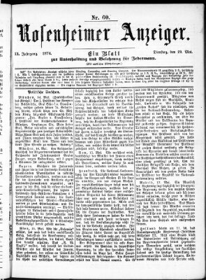 Rosenheimer Anzeiger Dienstag 19. Mai 1874