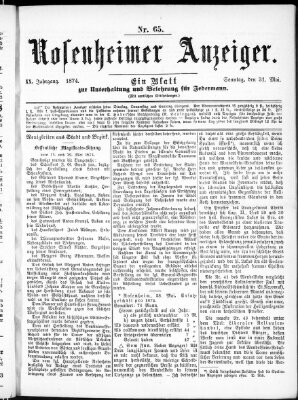 Rosenheimer Anzeiger Sonntag 31. Mai 1874