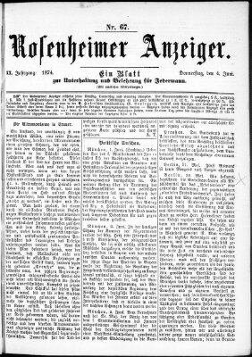 Rosenheimer Anzeiger Donnerstag 4. Juni 1874