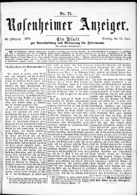 Rosenheimer Anzeiger Sonntag 14. Juni 1874