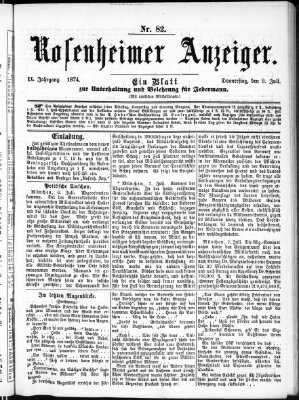 Rosenheimer Anzeiger Donnerstag 9. Juli 1874