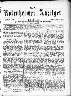 Rosenheimer Anzeiger Donnerstag 30. Juli 1874