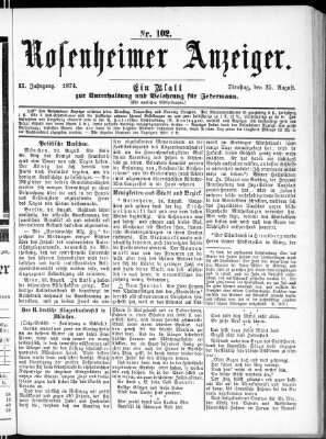 Rosenheimer Anzeiger Dienstag 25. August 1874